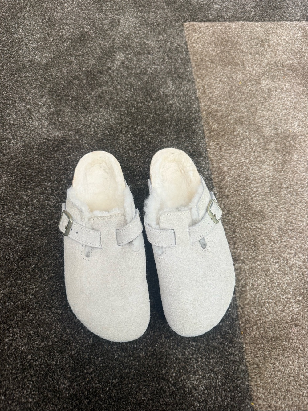 Birkenstock women’s suede Slip-On Clogs in Light Cream